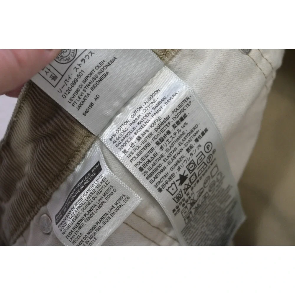 Levi's 514 Corduroy‎ Pants Mens W40 L30 Tan Straight Fit Stretch Excellent